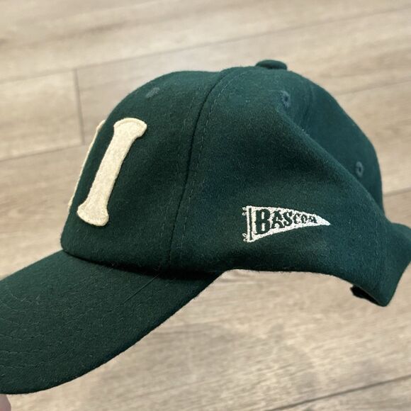 Bascom Projects Wool Baseball Cap Hat Leather Strap HI logo Green Casual Dad Hat - Picture 2 of 5